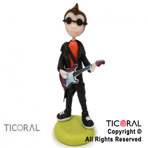 ADORNO MUSICO CON GUITARRA A. PORCELANA FRIA x 1